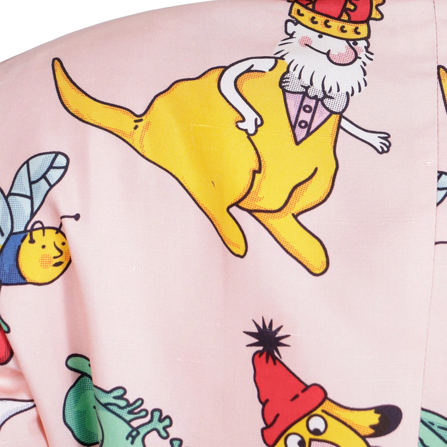 1990s Moschino Couture Pink Cartoon Character Longline Blazer Jacket