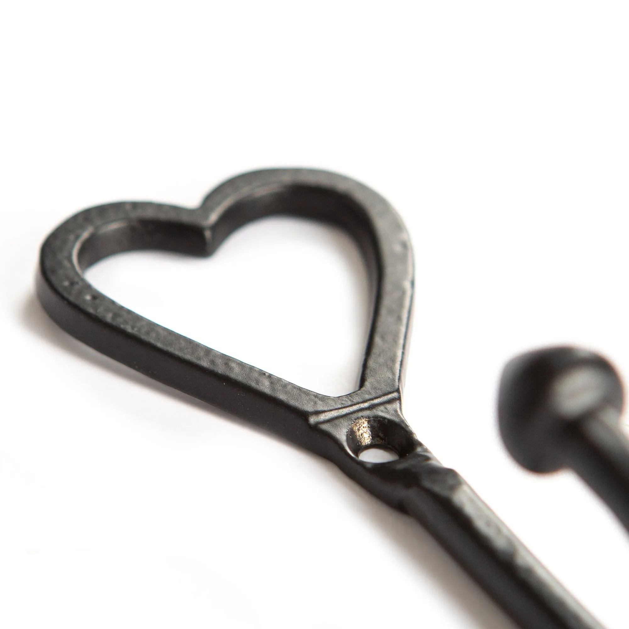 40mm x 100mm Black Single Heart Hook - By Hammer & Tongs