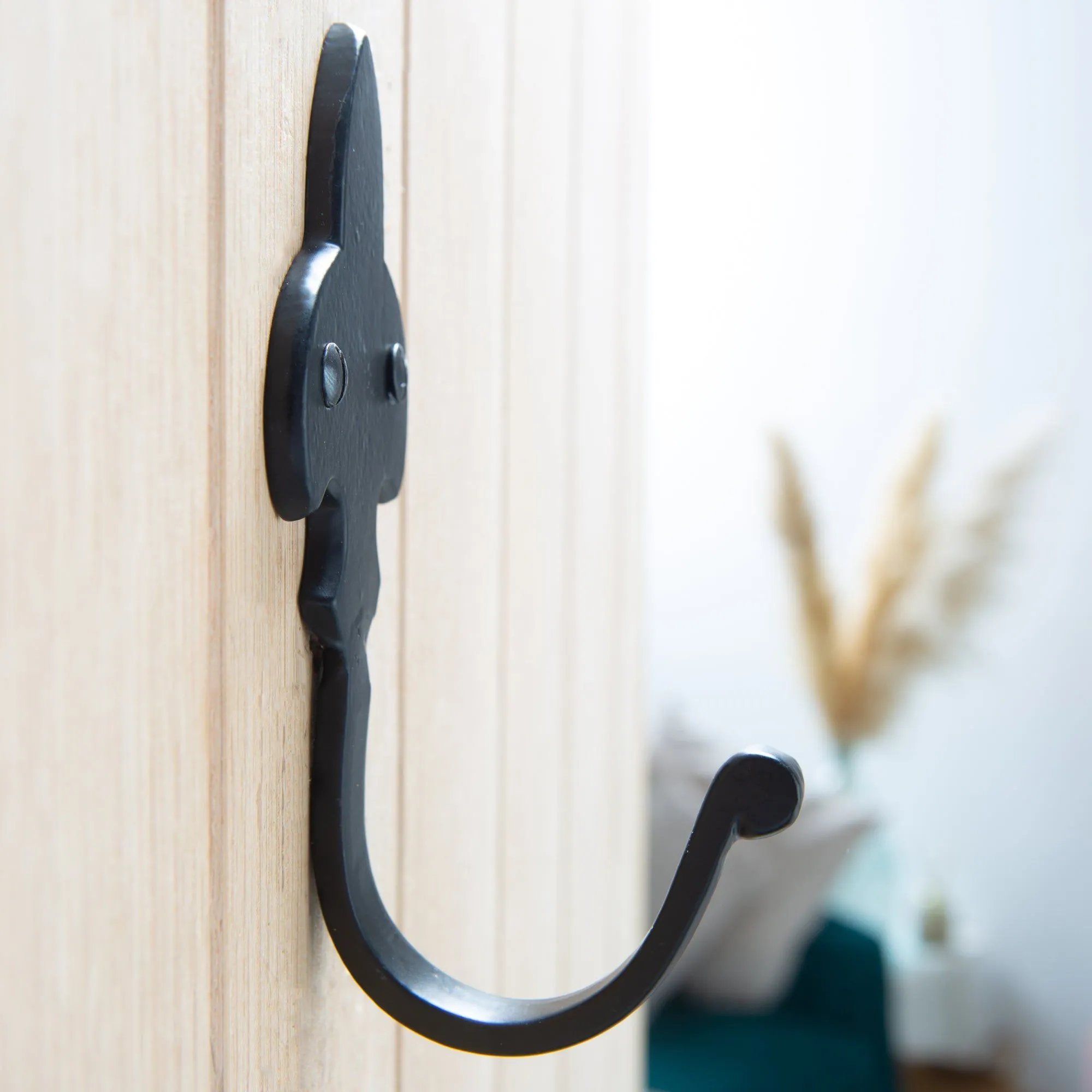 50mm x 120mm Black Fleur De Lis Coat Hook - By Hammer & Tongs