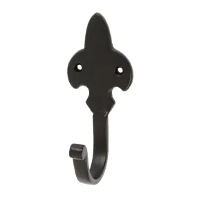 50mm x 120mm Black Fleur De Lis Coat Hook - By Hammer & Tongs