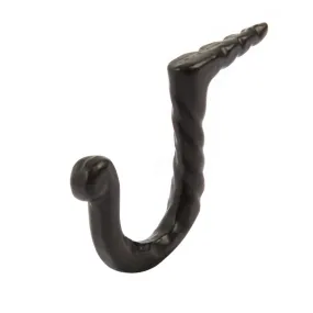 5mm x 40mm Black Twisted Nail Hook - By Hammer & Tongs