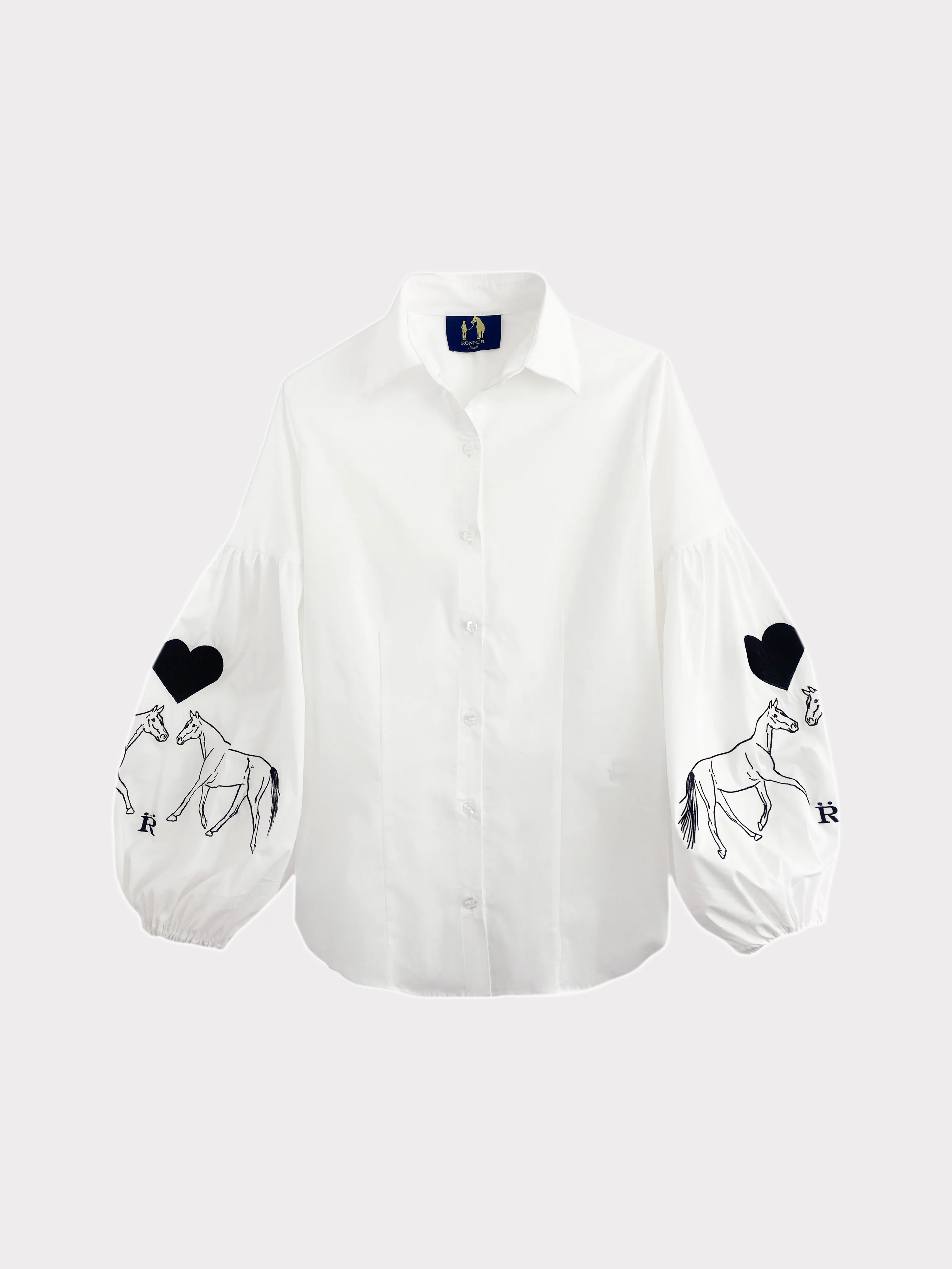 Annie Shirt Embroidered | White & Black