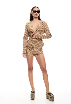 BANKS CROP BLAZER - CHOCOLATE CHECK