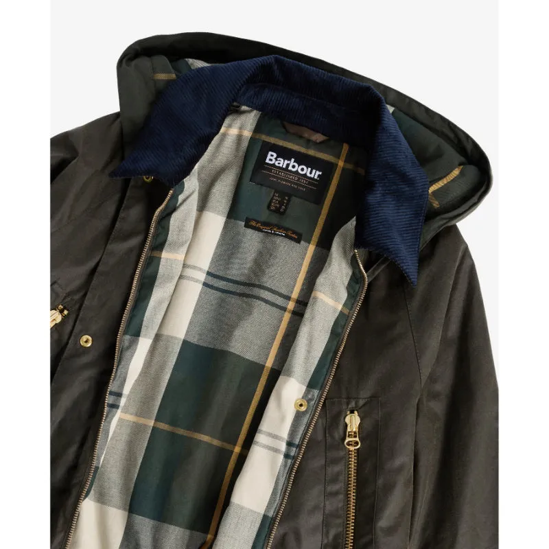 Barbour Carolyn Ladies Wax Jacket - Archive Olive/Ancient Tartan