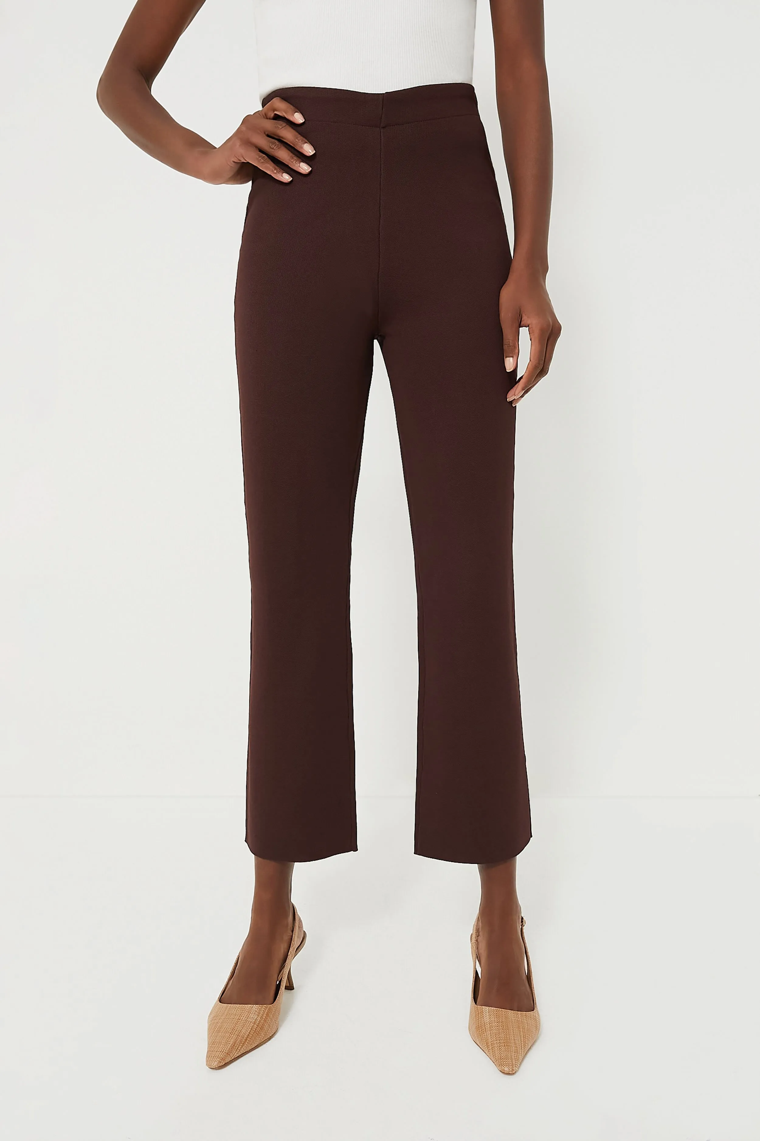 Brown Compression Knit Ashford Pants