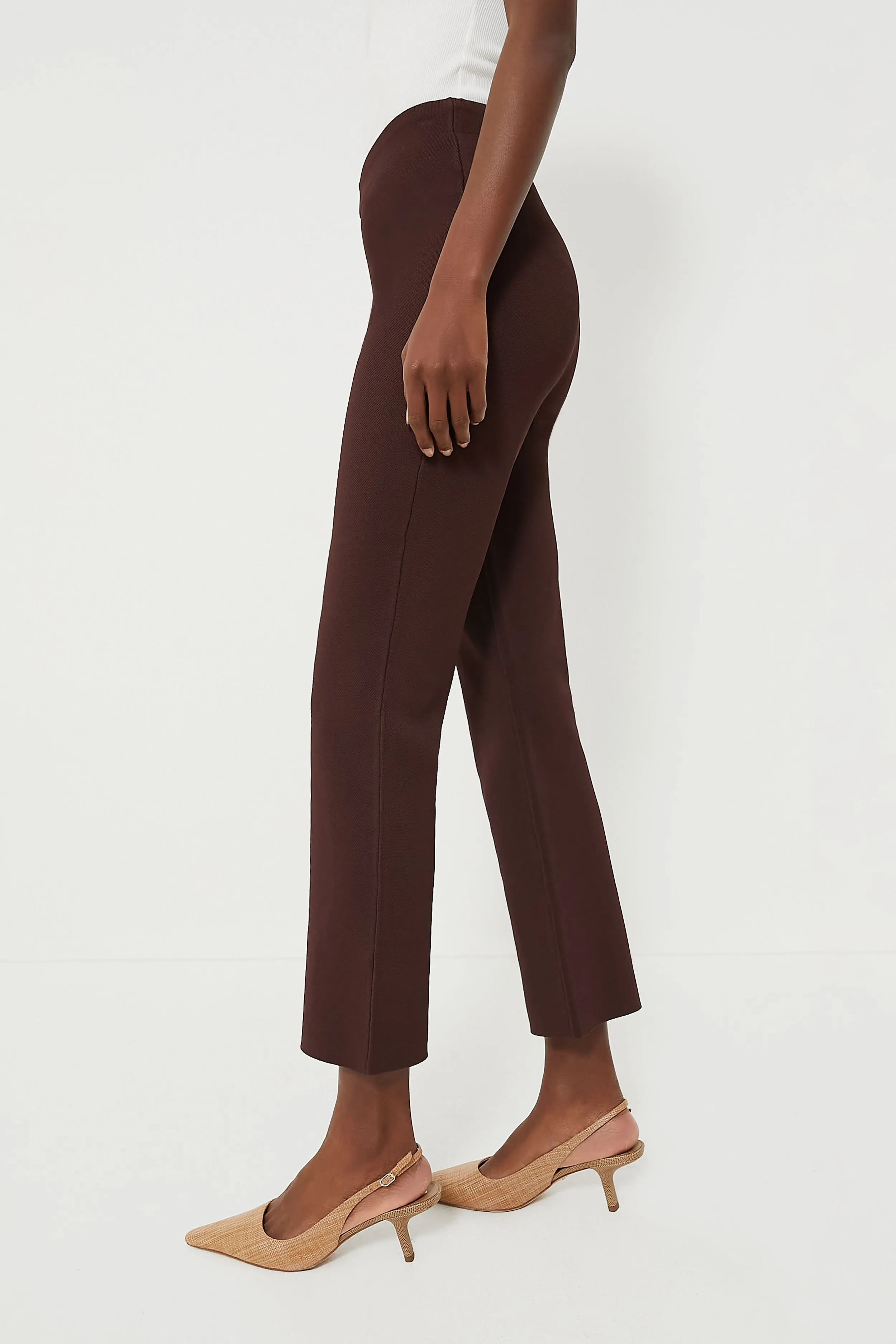 Brown Compression Knit Ashford Pants