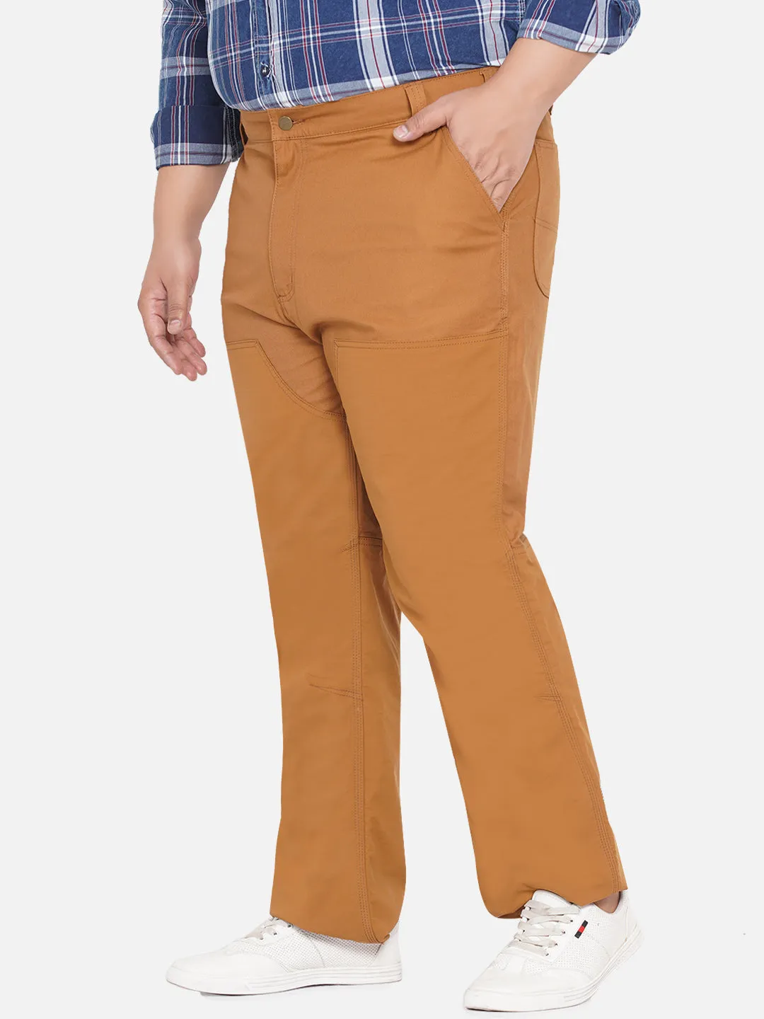 Carhartt - Plus Size Men's Brown Pure Cotton Trousers