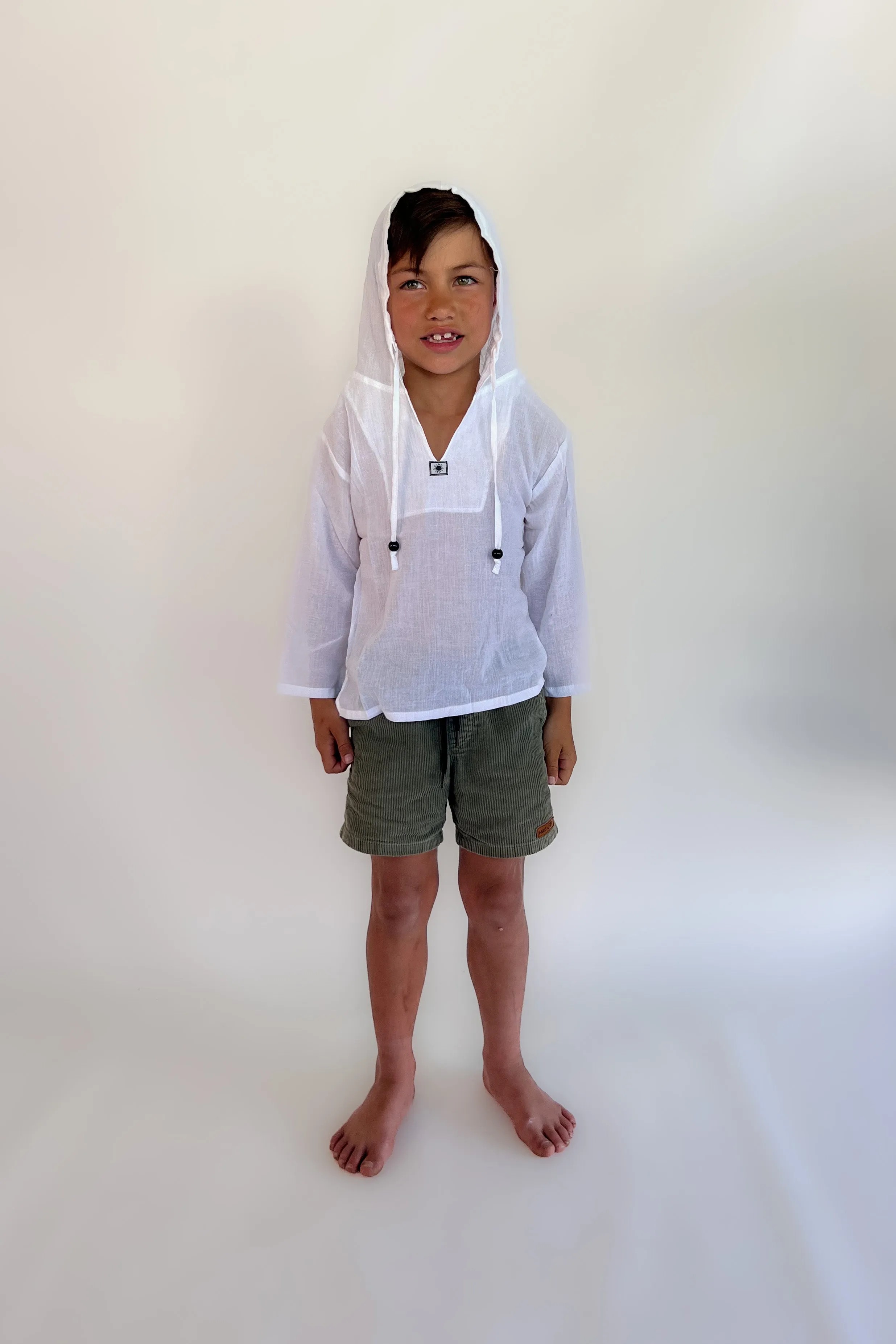 Childrens Cotton Hooded Shirt - Long Sleeve