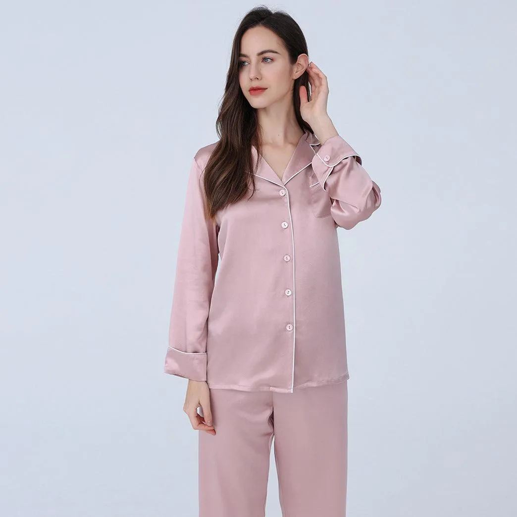 Classic Silk Pajamas Set Long Sleeves 100%  Silk Sleepwear For Women