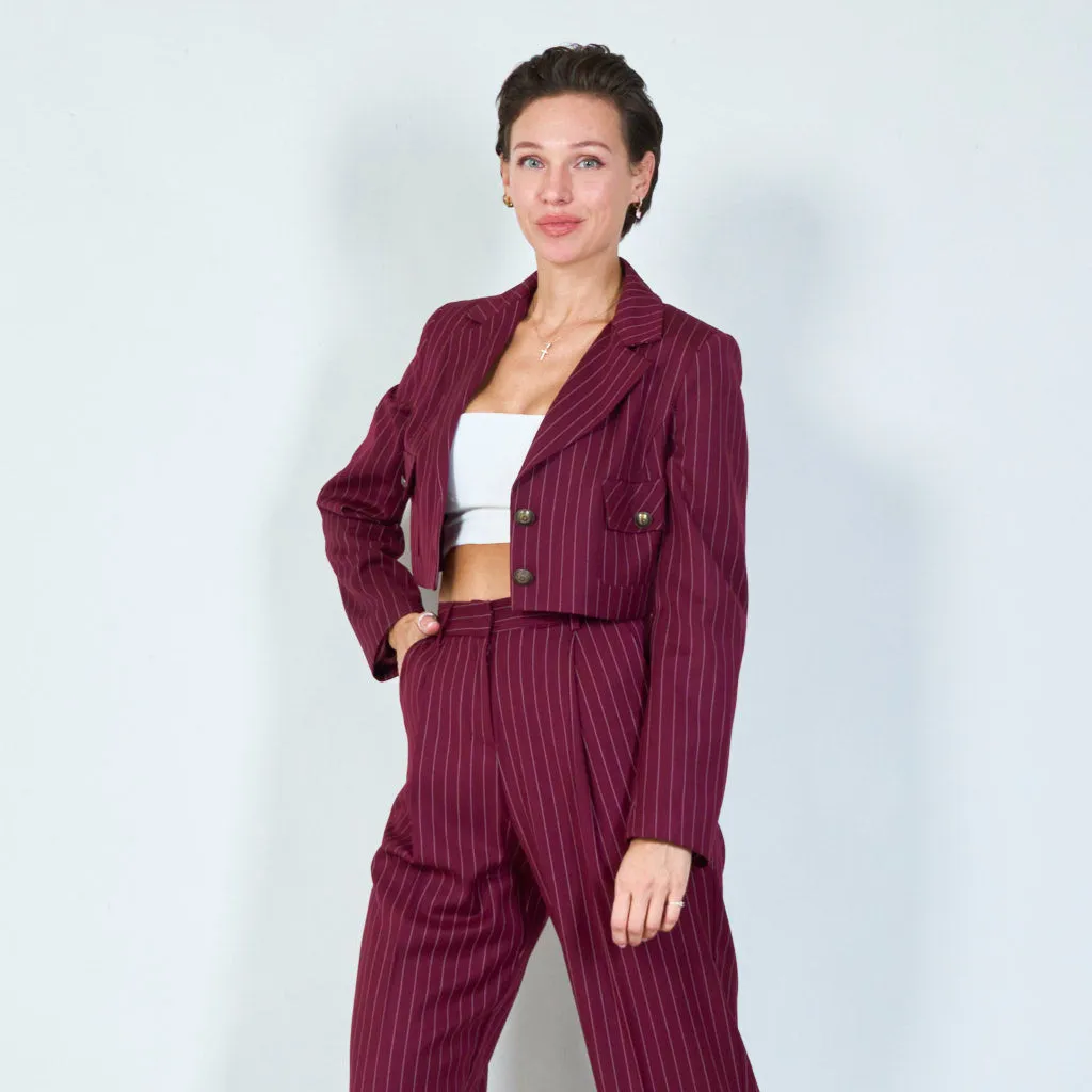 Cropped pinstripe blazer with pocket details wholesale