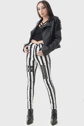 Distressed Stripe Skinny Trousers