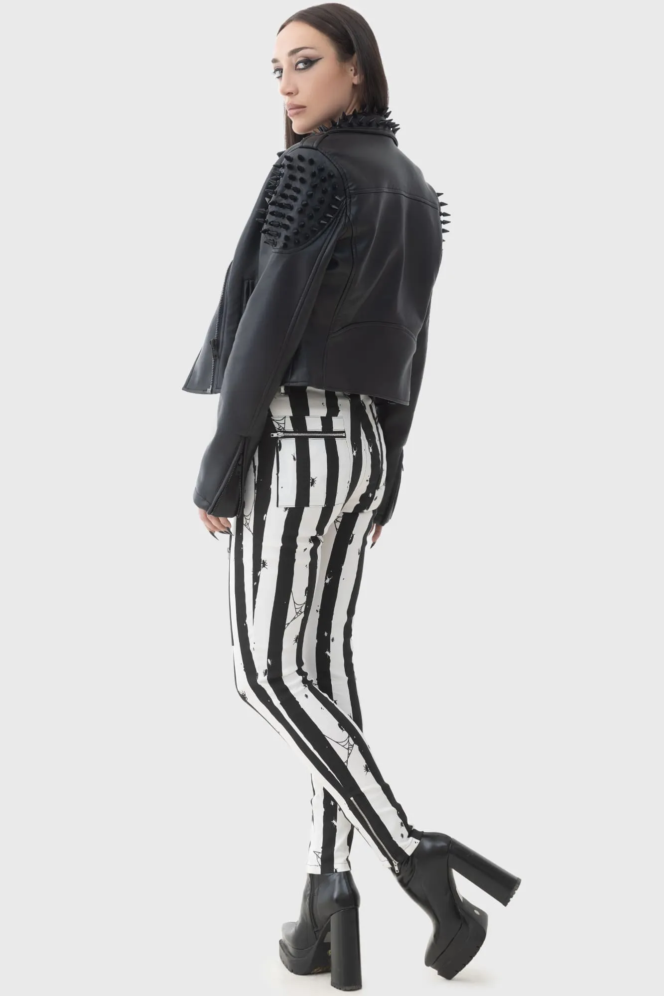 Distressed Stripe Skinny Trousers