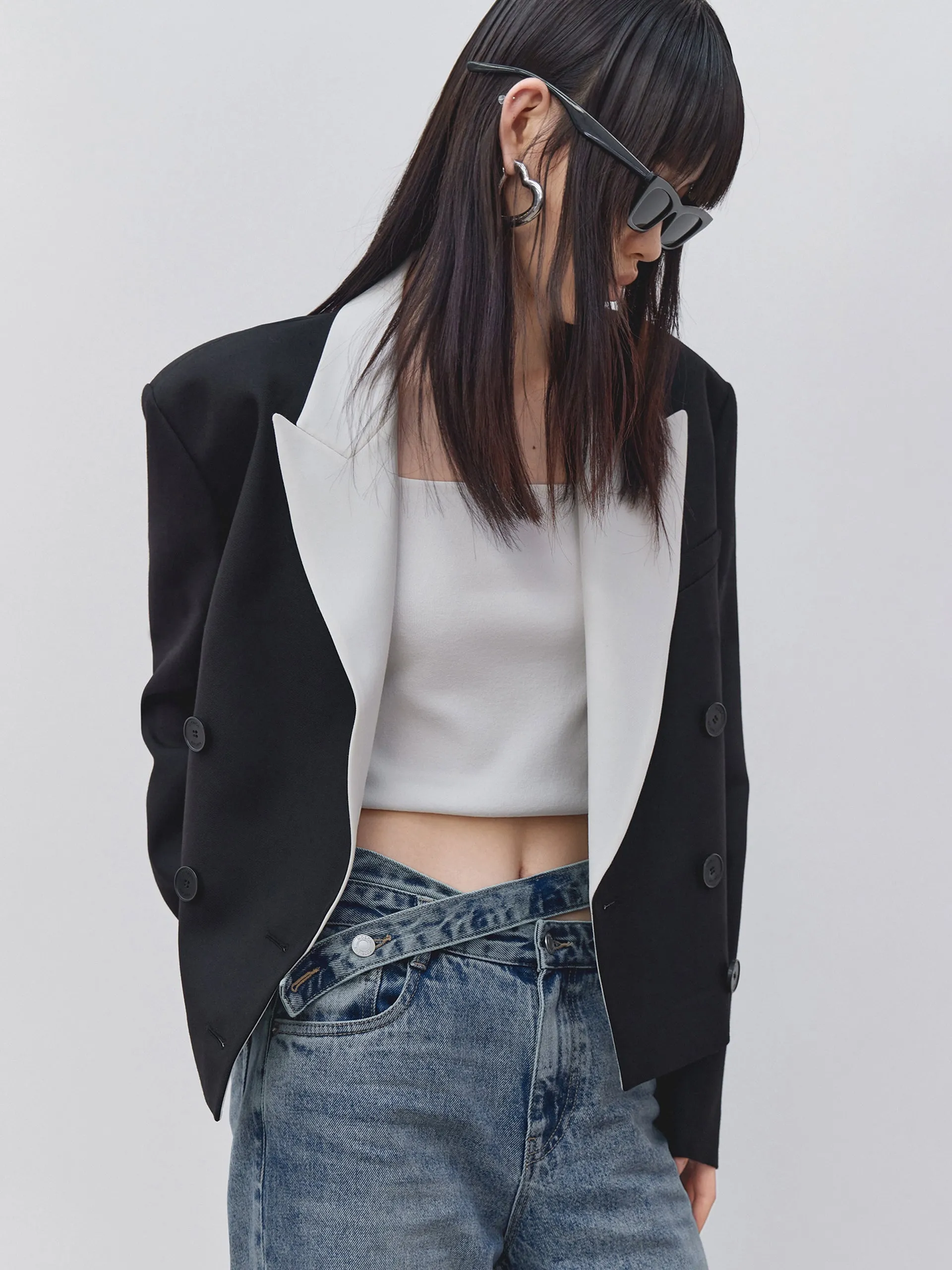 Double Breasted Cropped Blazer