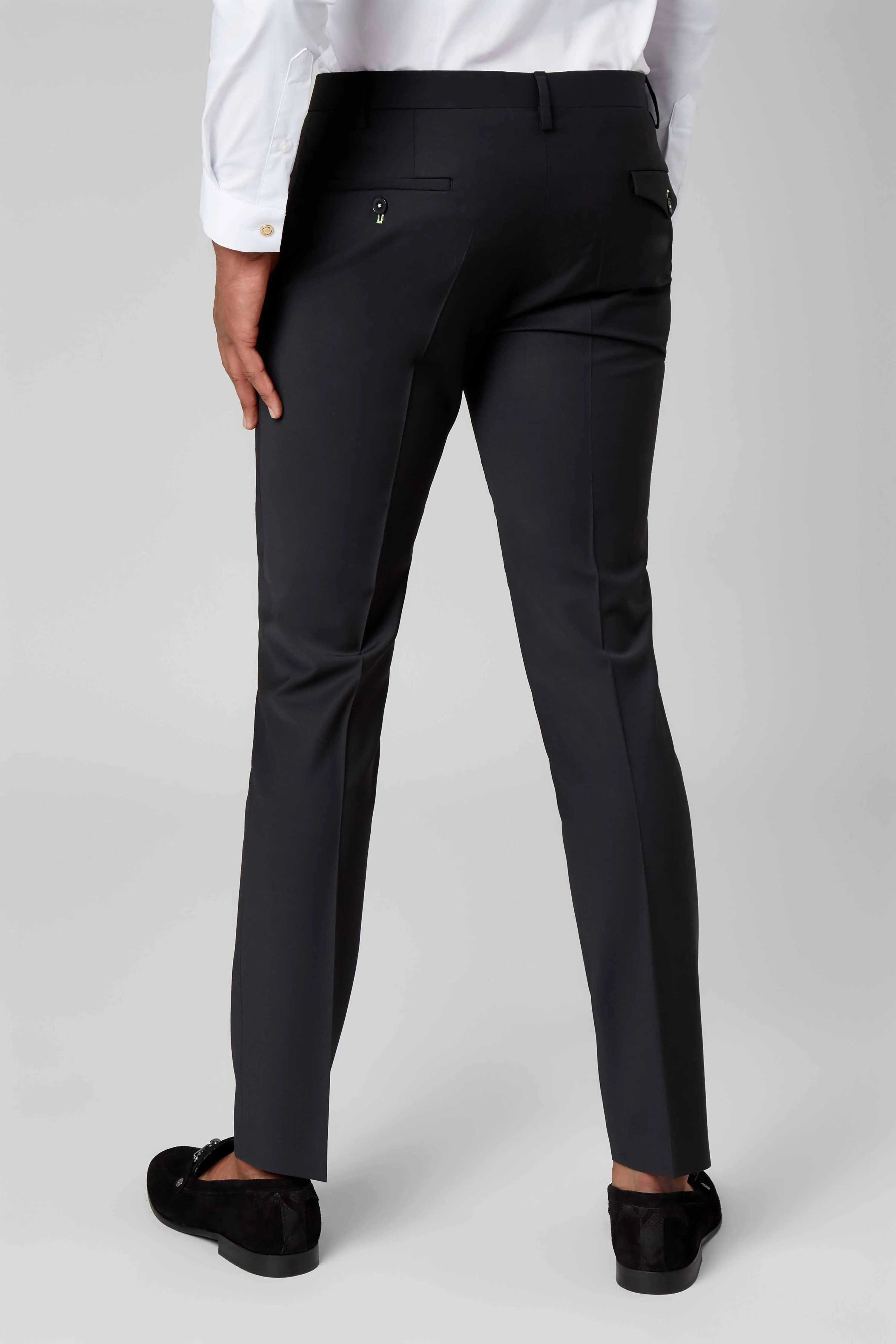 Ellroy Skinny Fit Black Wool Trousers