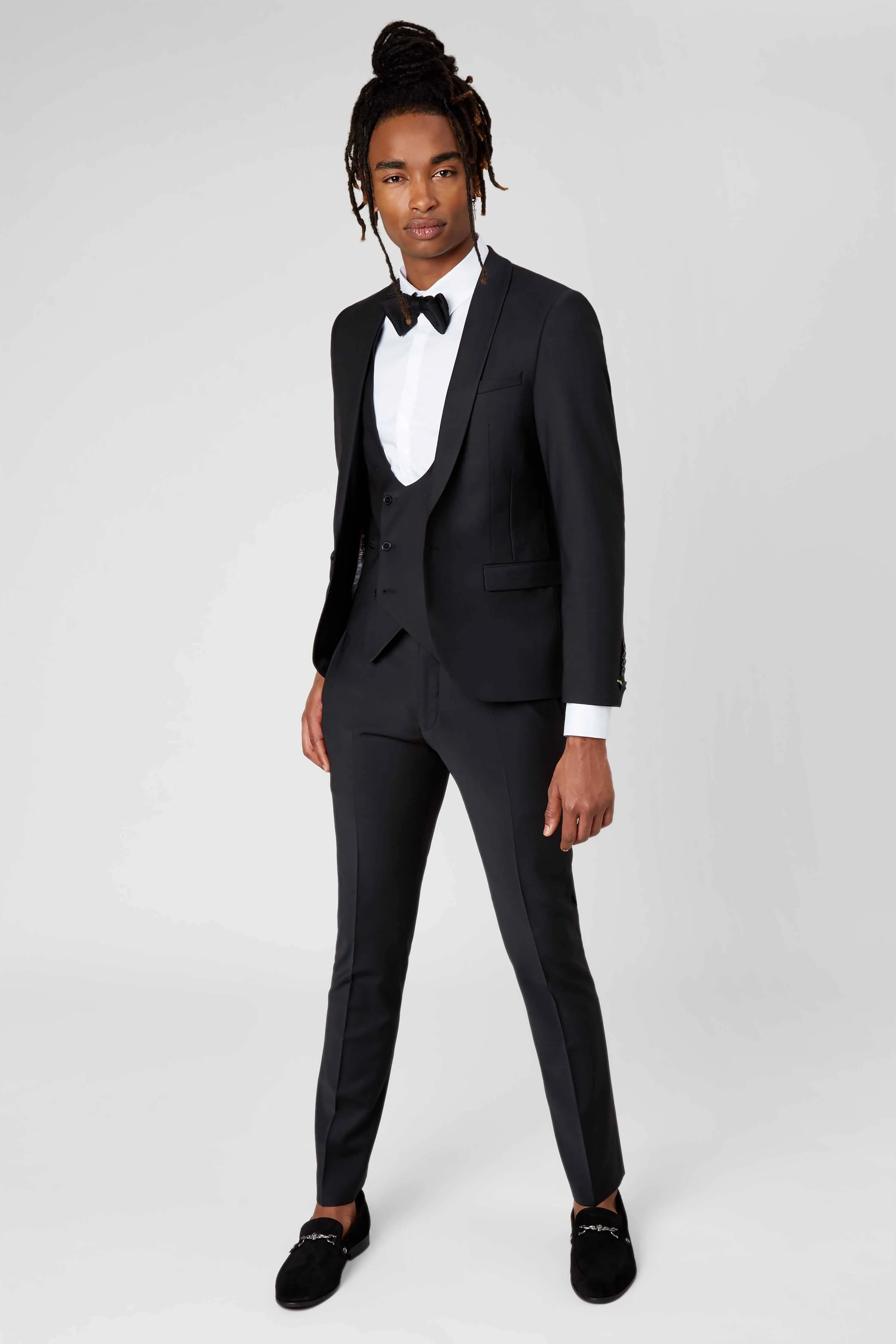 Ellroy Skinny Fit Black Wool Trousers