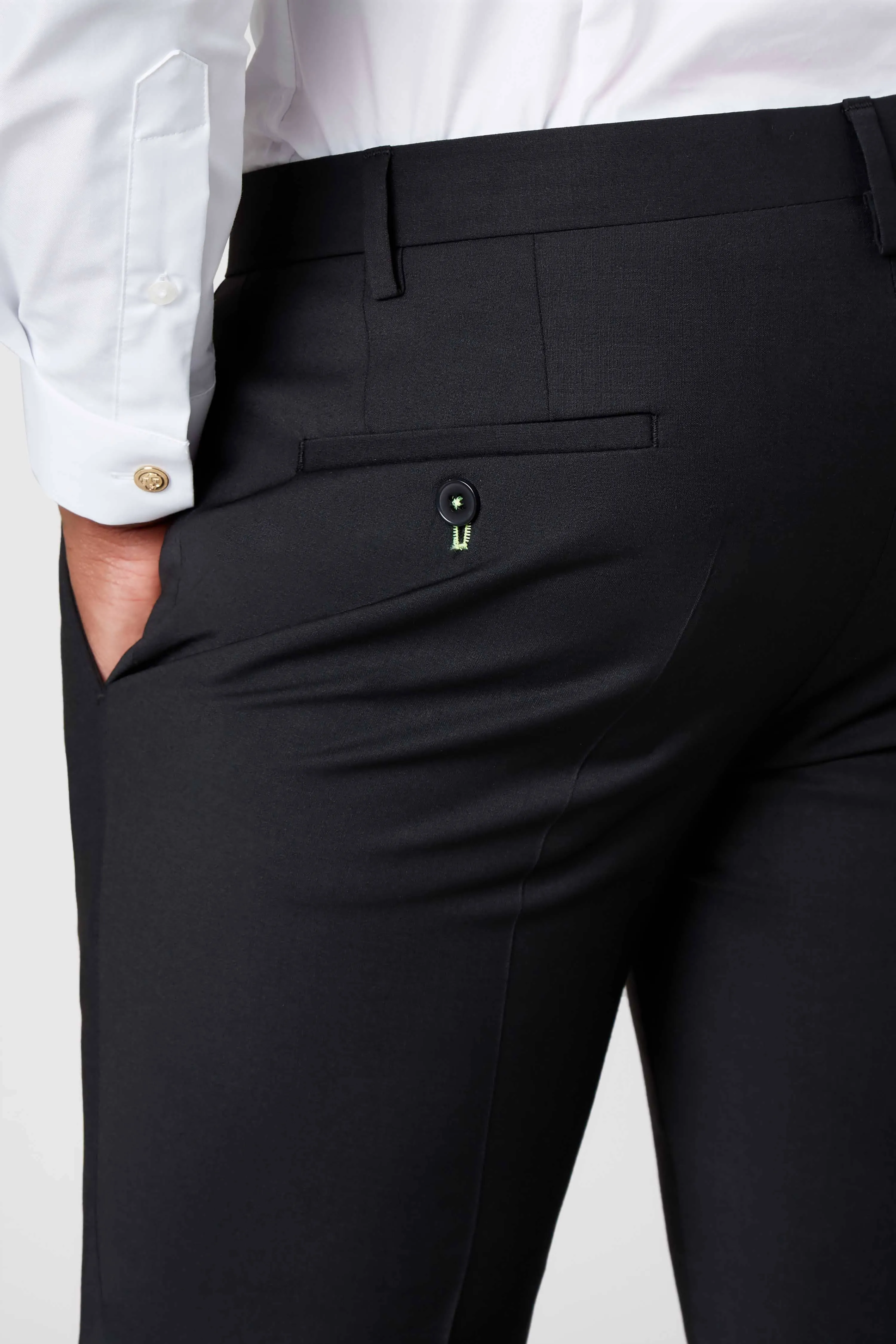 Ellroy Skinny Fit Black Wool Trousers