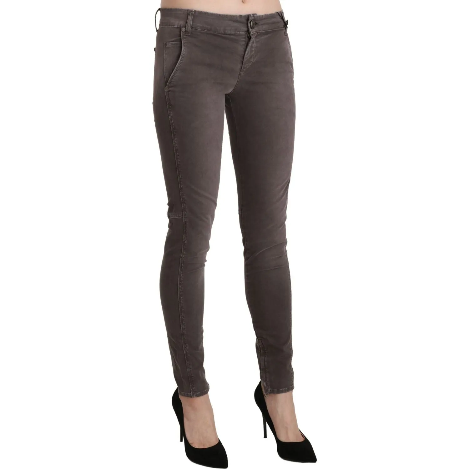 Ermanno Scervino Chic Brown Low Waist Skinny Trousers