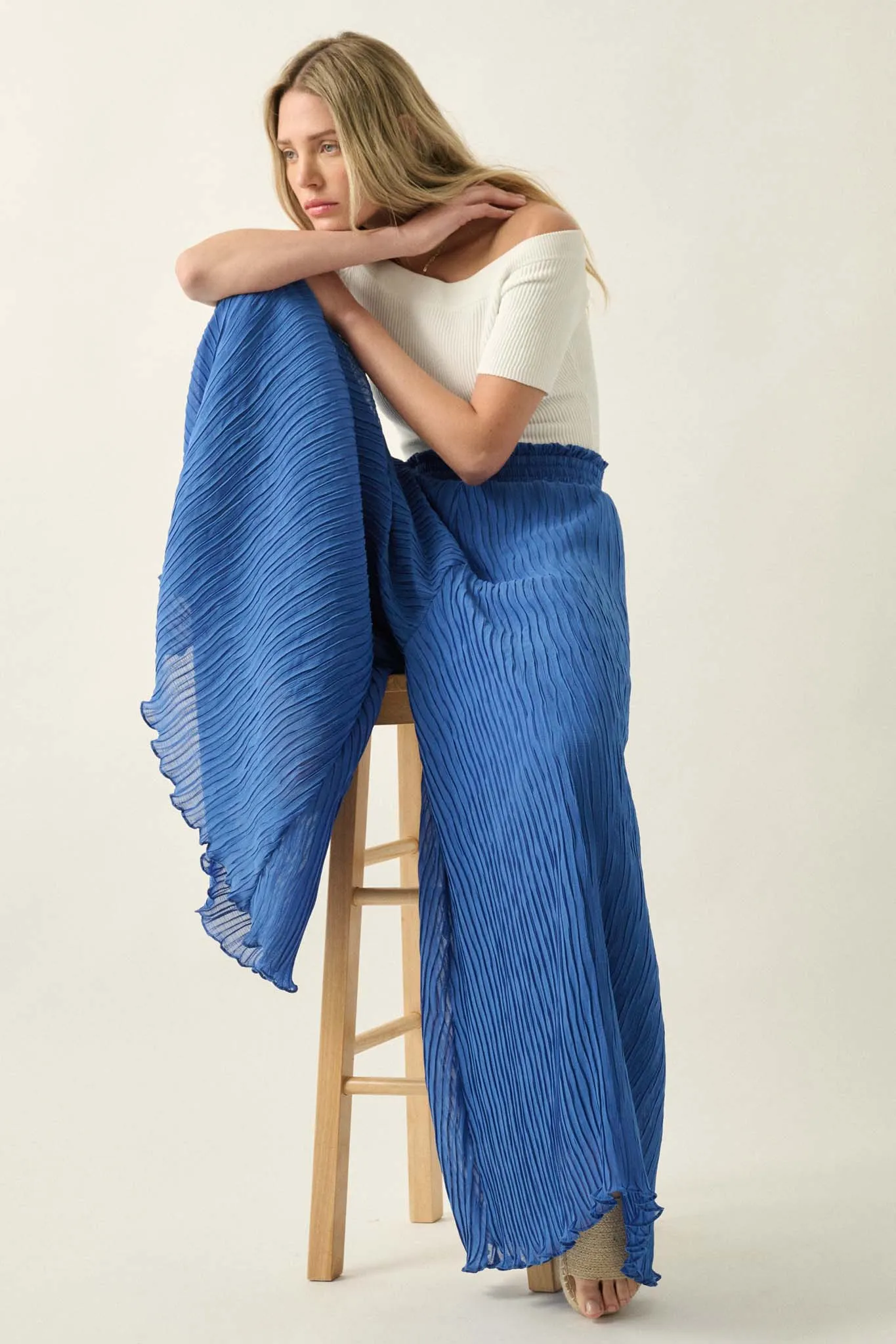 Fan Mail Accordion Pleated Wide-Leg Palazzo Pants