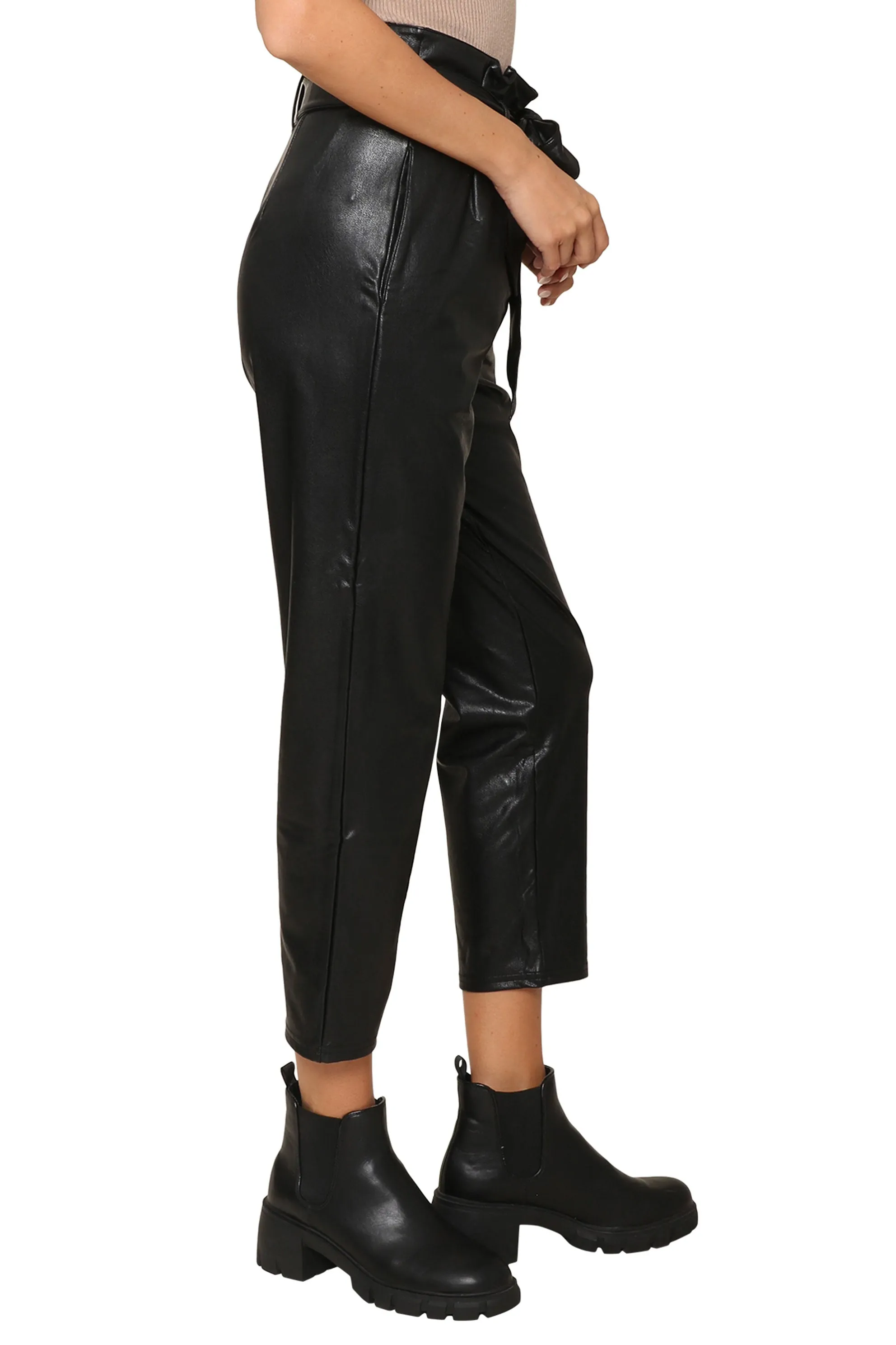 Faux Leather Paperbag Pant