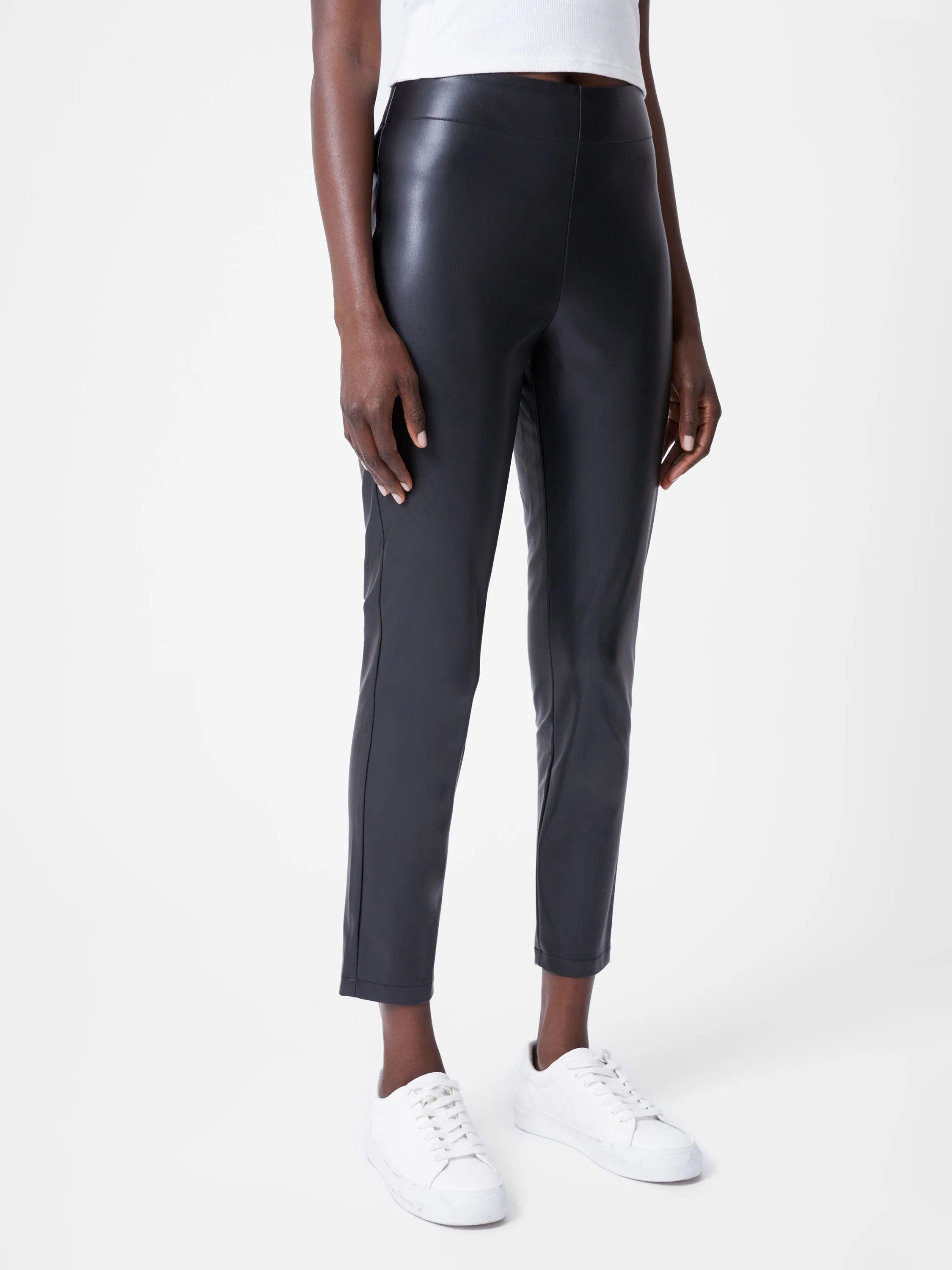 Faux Leather Side Zip Skinny Trousers