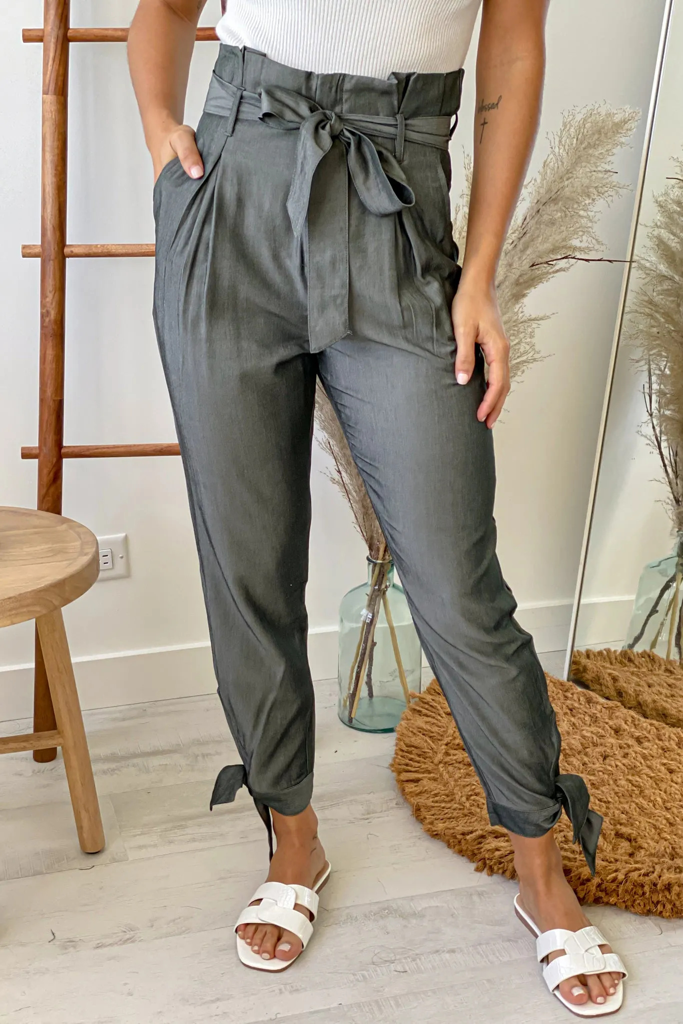 Gray Paperbag Pants