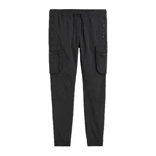 H&M Skinny Fit Nylon Cargo Joggers, black