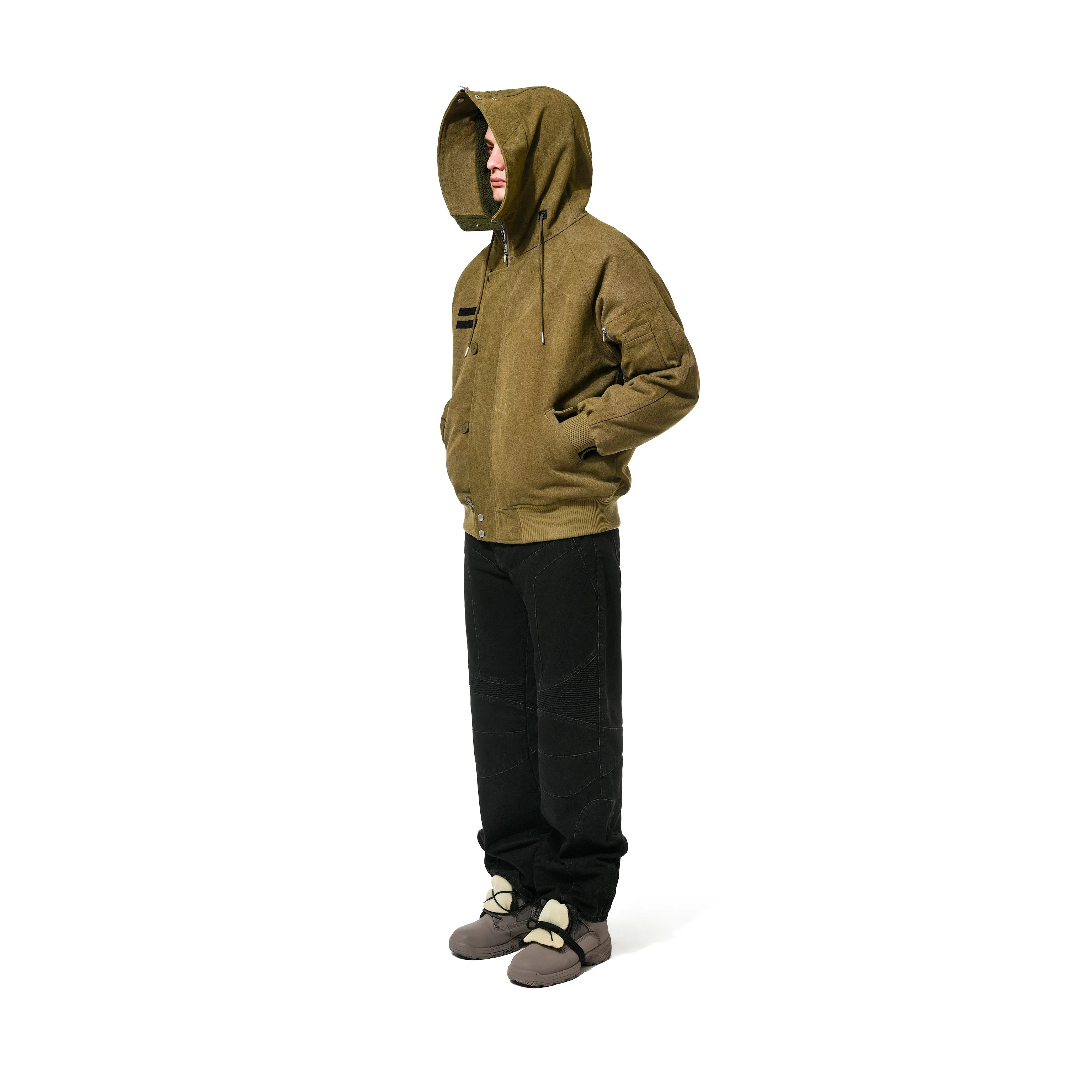 HOODED PILOT BOMBER -  UTILITY GREEN