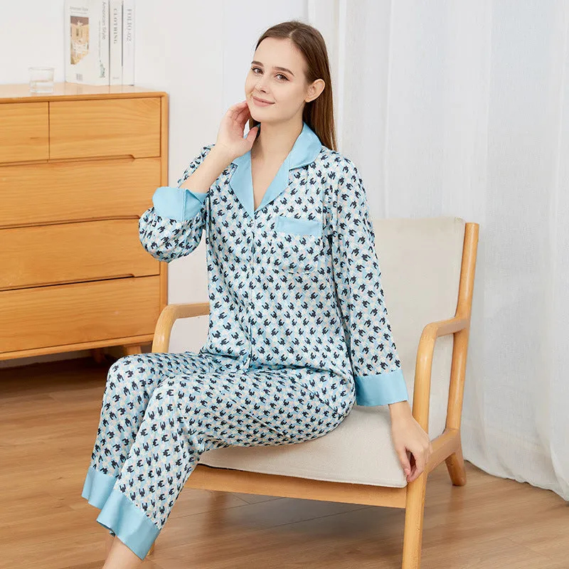 Ice Faux Silk Printed Pajamas