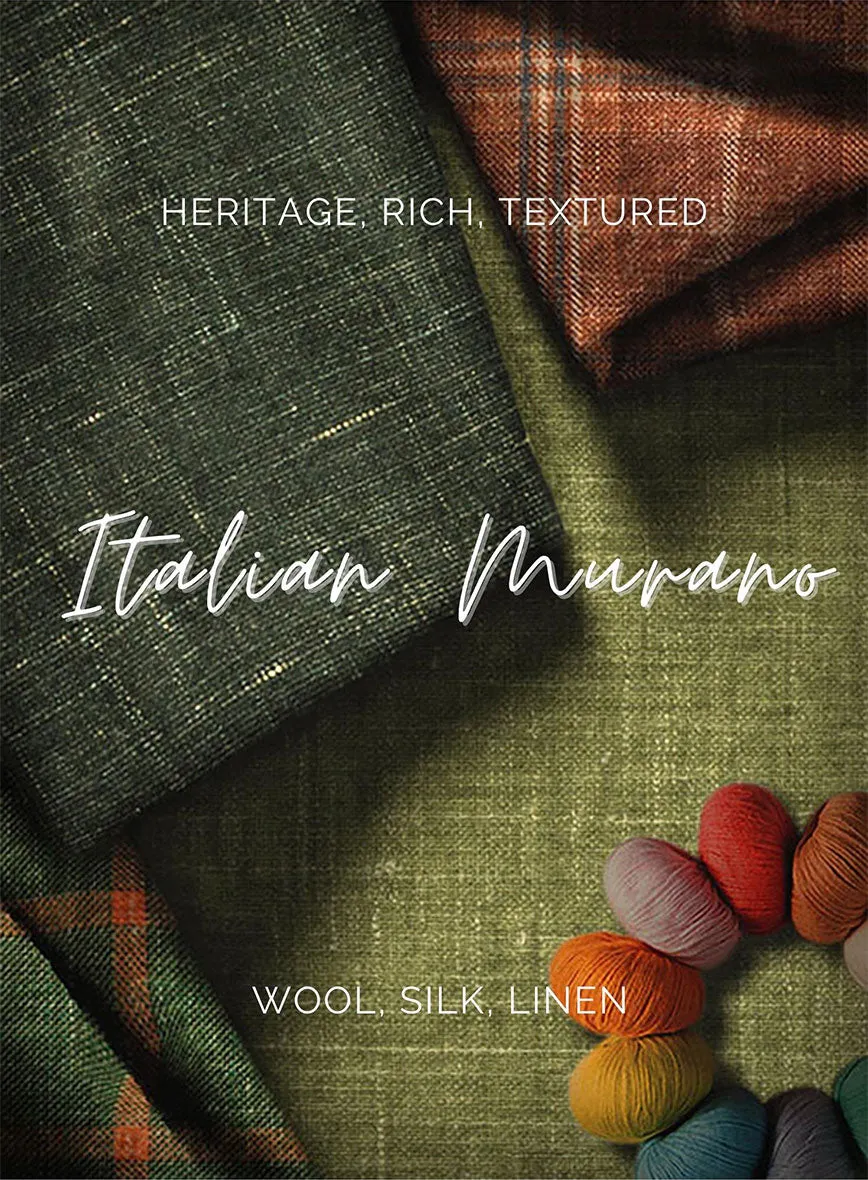 Italian Murano Irgo Checks Wool Linen Silk Pants