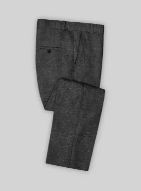 Italian Prato Black Chambray Linen Pants