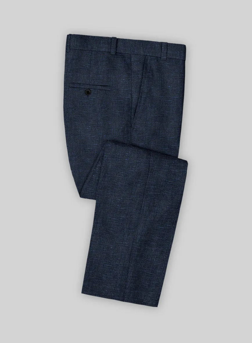 Italian Prato Blue Chambray Linen Pants