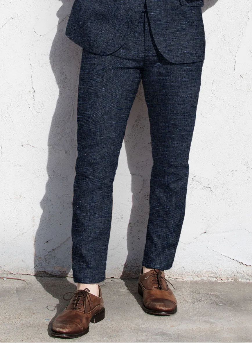 Italian Prato Blue Chambray Linen Pants