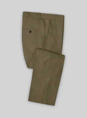 Italian Prato Tan Herringbone Linen Pants