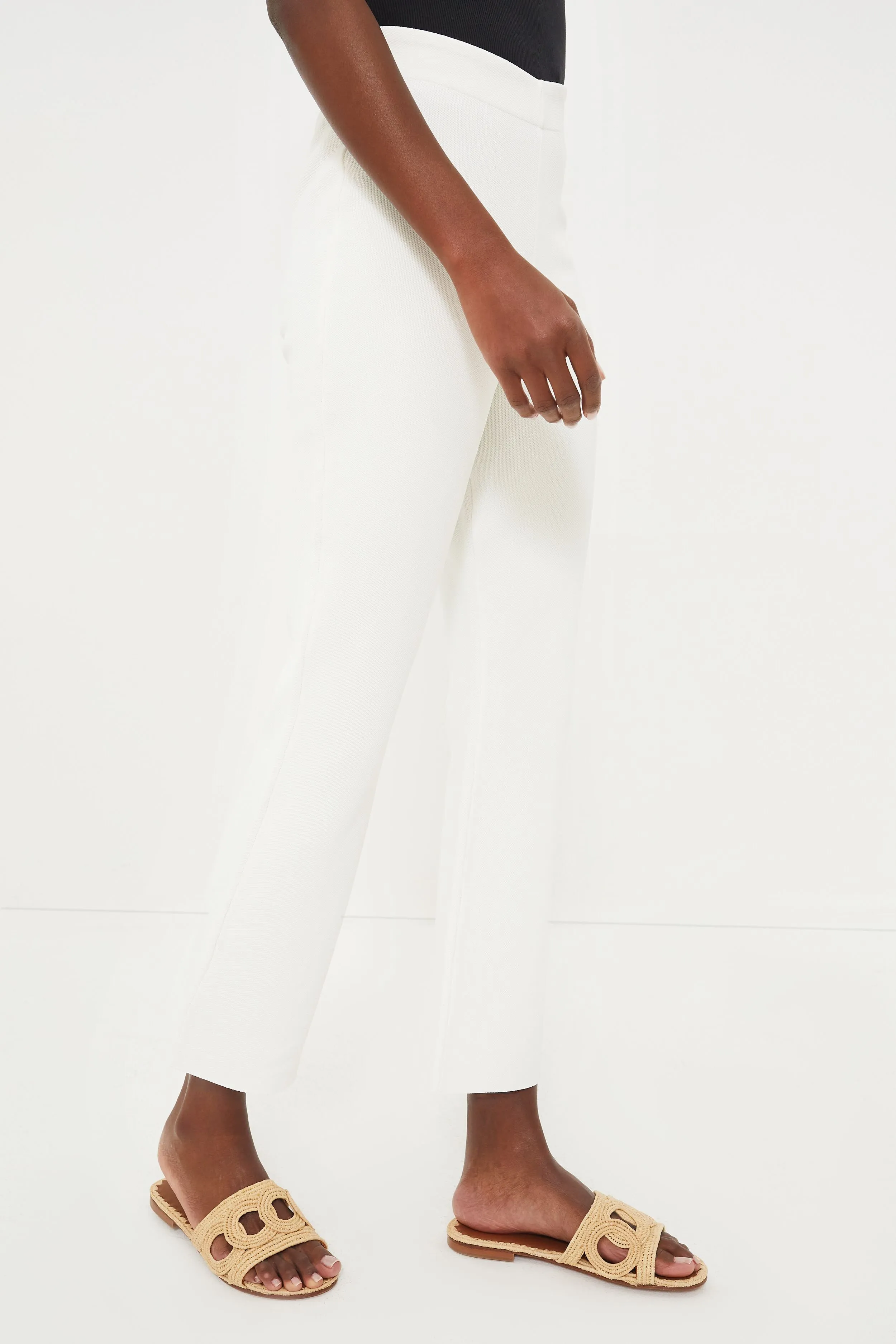 Ivory Compression Knit Ashford Pants