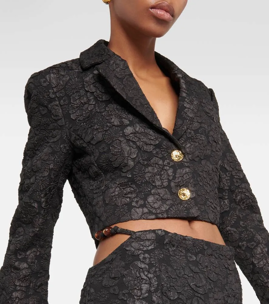 Jacquard cropped blazer GANNI, black