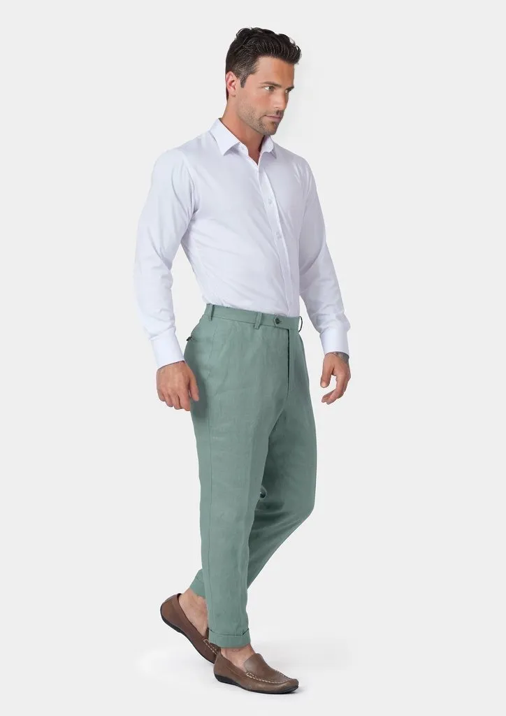 Jade Green Linen Pants