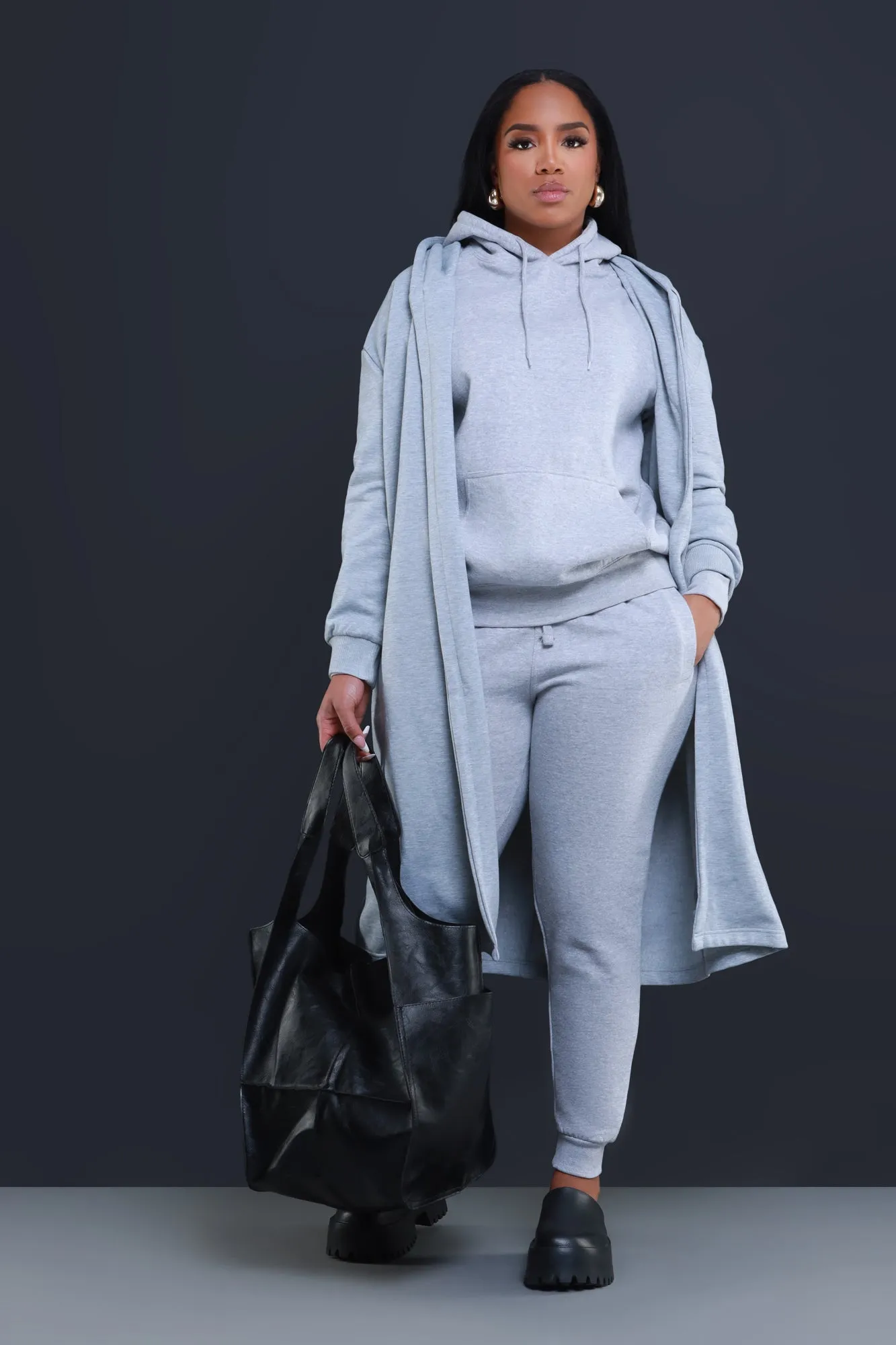 Keep Secrets Longline Hooded Jacket - Heather Grey