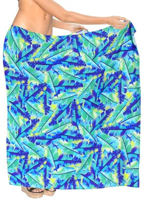 La Leela Women's Hawaiian Bikini Beach Wrap Sheer Sarong Swimming Bathing suit Beachwear Swim Dress Pareo Cover up Long 78"X42"  Blue 913590