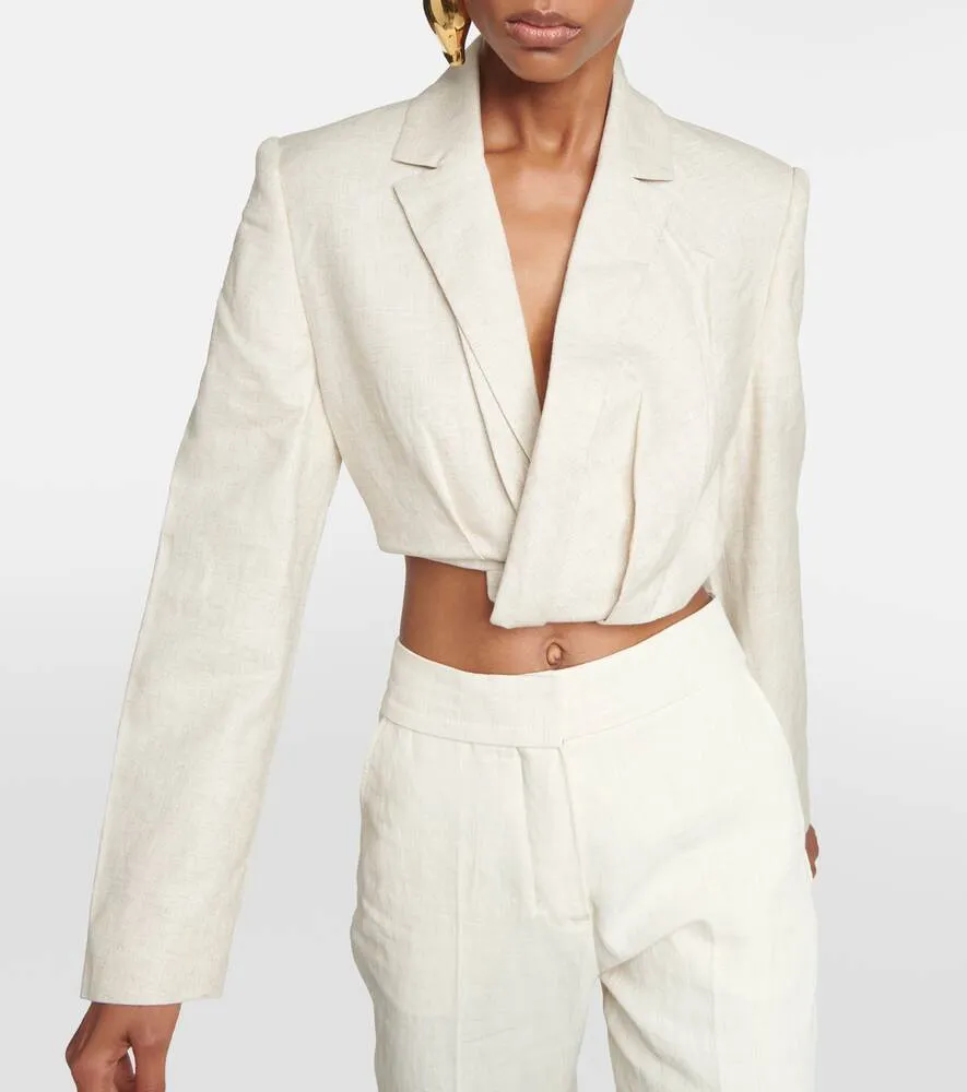 La Veste Bahia Courte JACQUEMUS cropped blazer, beige