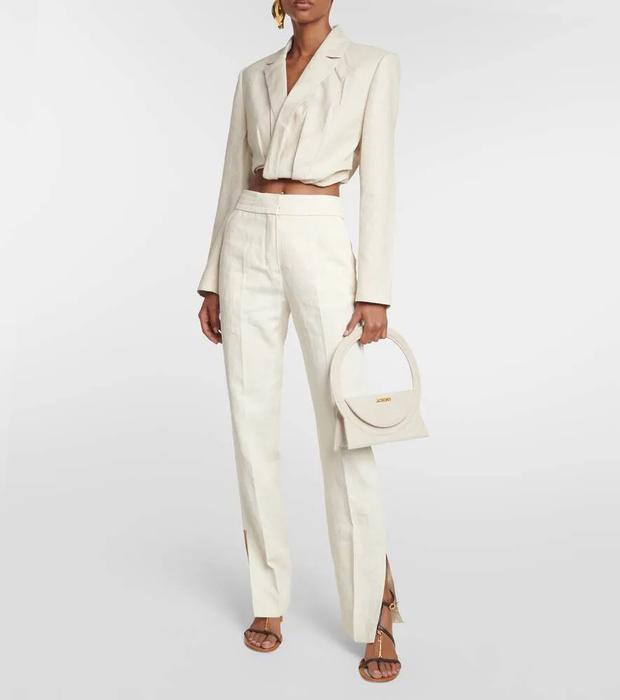 La Veste Bahia Courte JACQUEMUS cropped blazer, beige