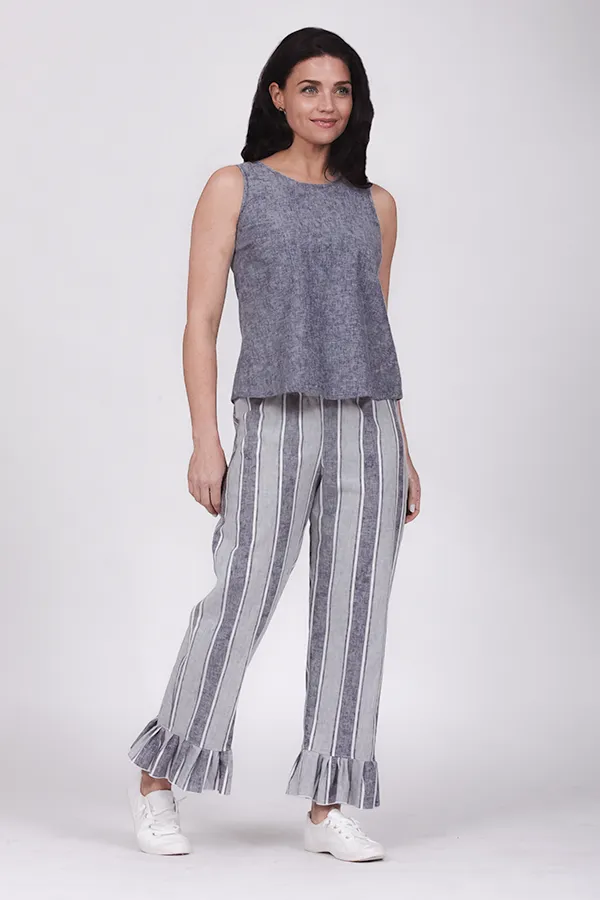 linen cotton ruffle pants