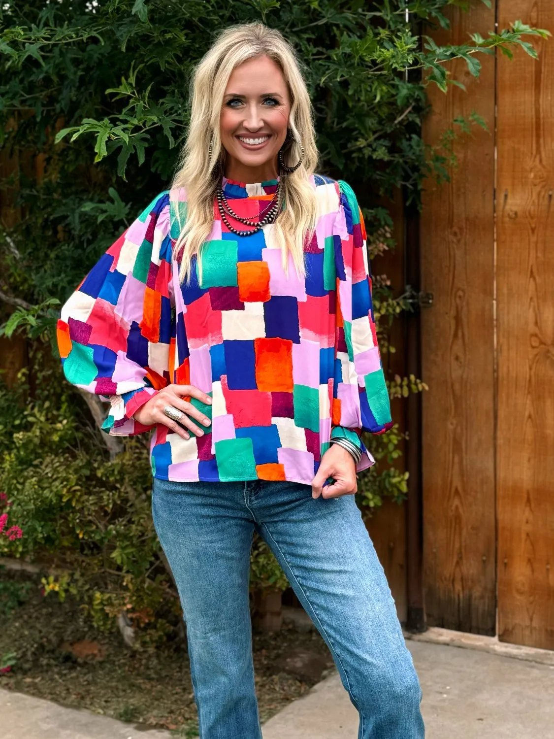 Lisa Multicolor Square Blouse