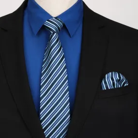 Men's Shirt with Tie Handkerchief Set - 04-ROYAL BLUE