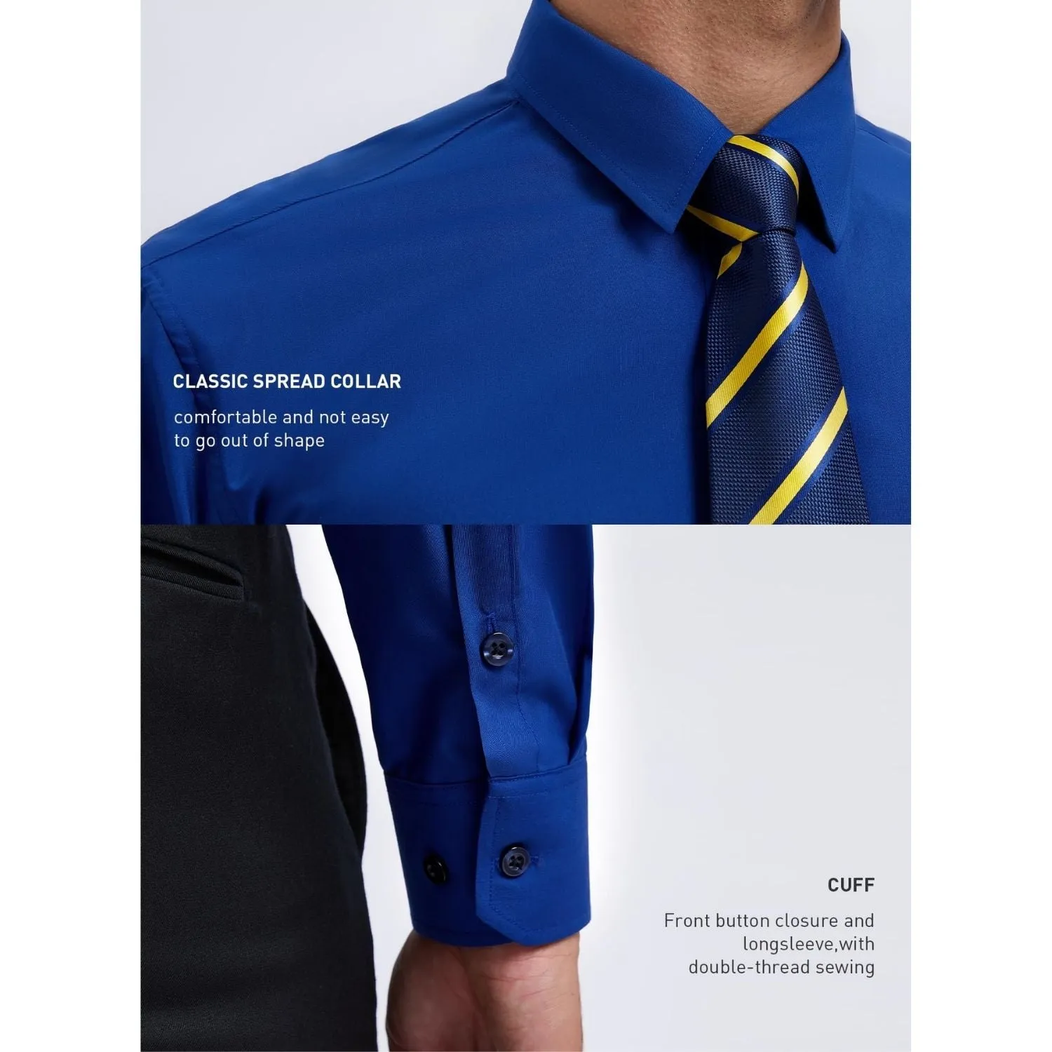 Men's Shirt with Tie Handkerchief Set - BLUE ROYAL