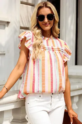 Multicolor Striped Cap Sleeve Blouse: Stylish & Comfortable Fashion