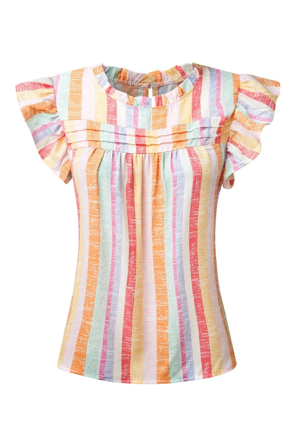 Multicolor Striped Cap Sleeve Blouse: Stylish & Comfortable Fashion