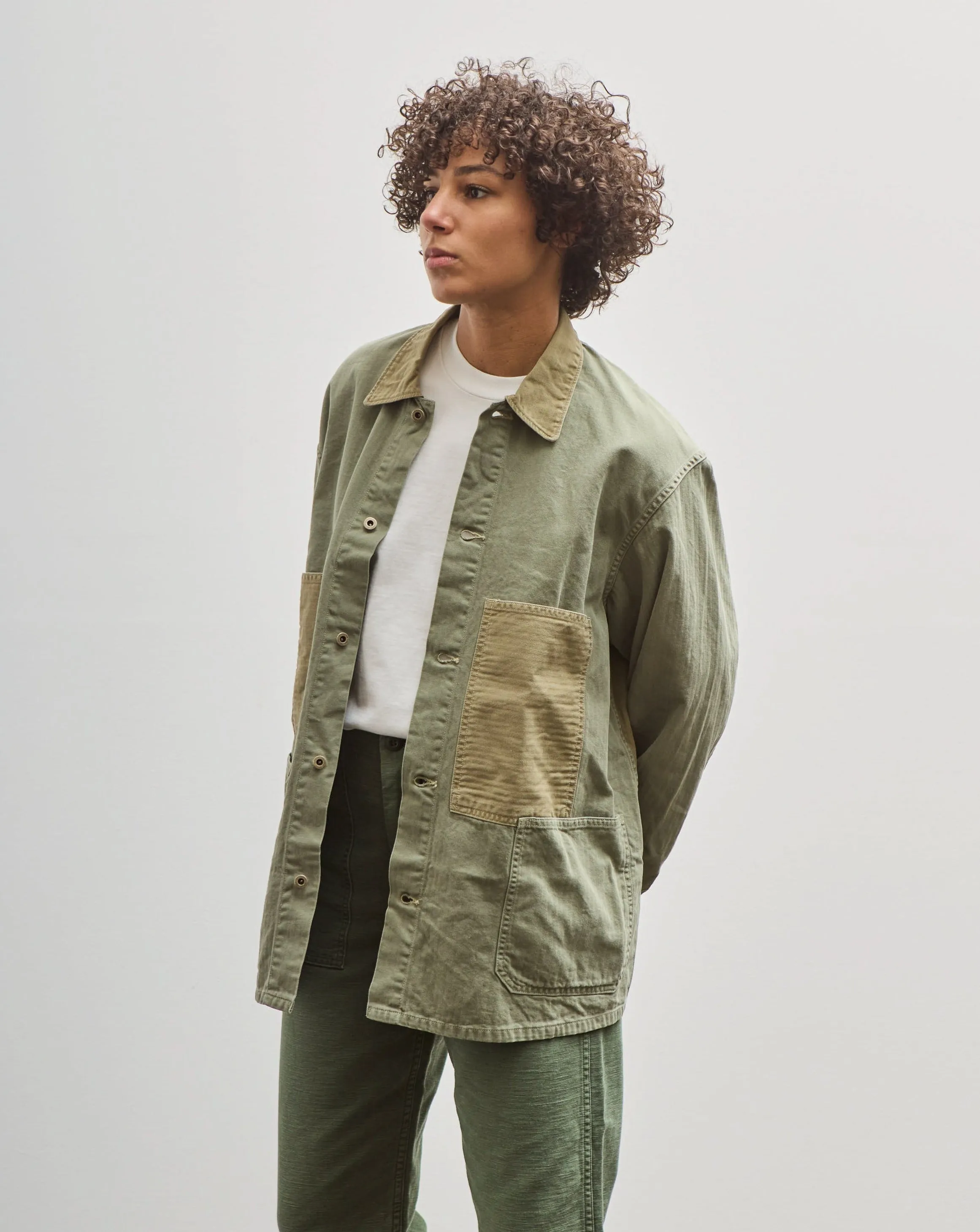 orSlow Utility Coverall, Green Herringbone