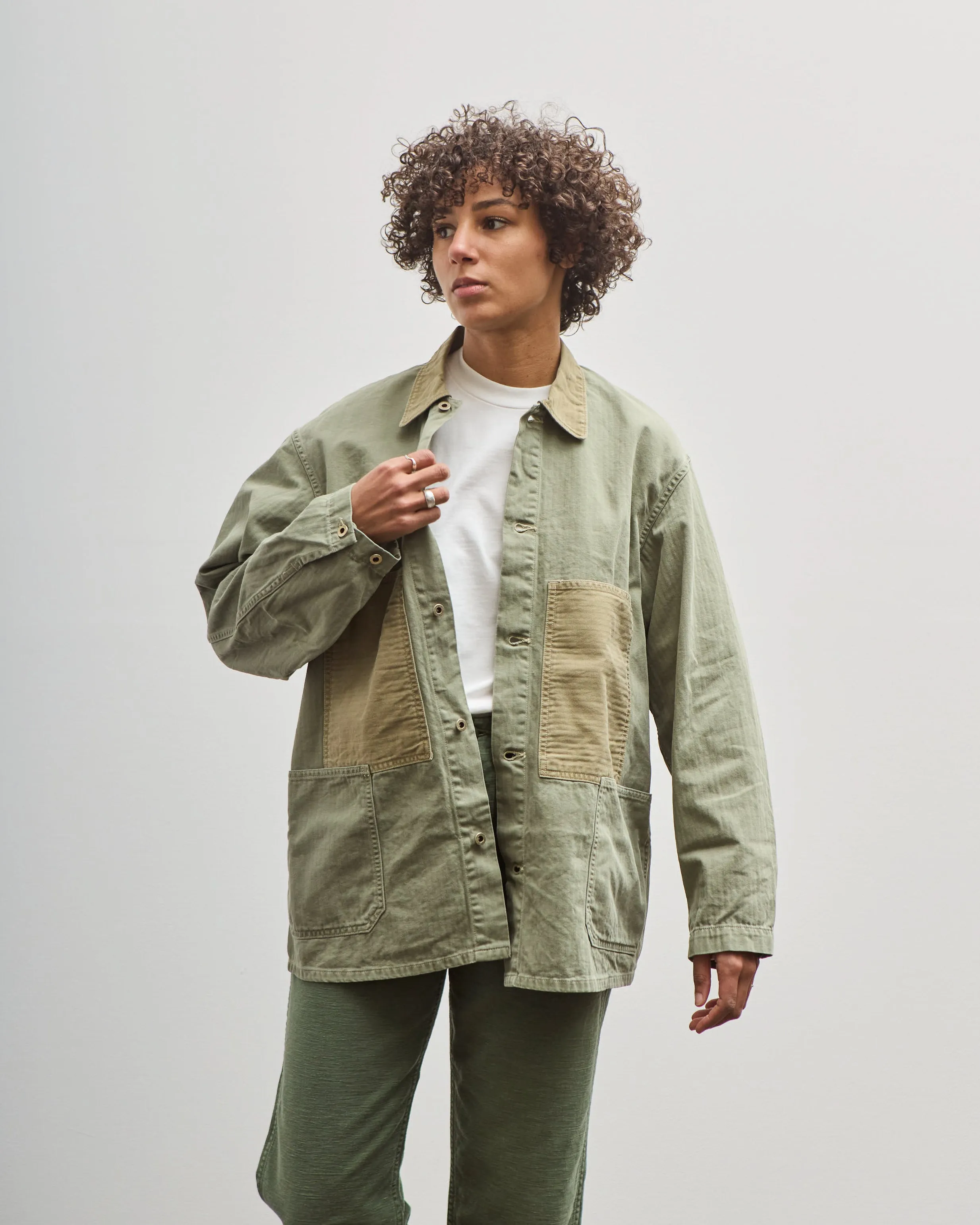 orSlow Utility Coverall, Green Herringbone