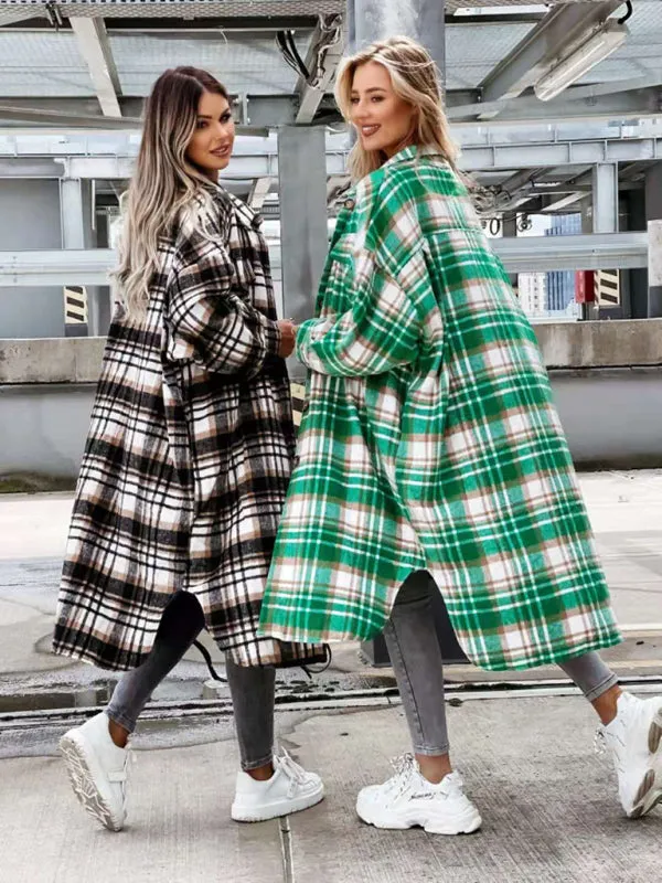 Plaid Longline Jacket Raincoat