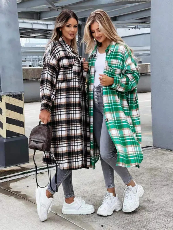 Plaid Longline Jacket Raincoat